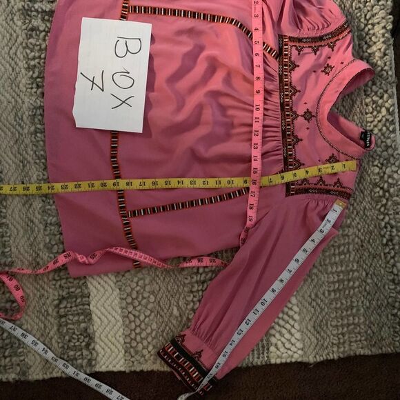 WHISTLES PINK 100% silk boho embroidered blouse top sz 6 or S womens - Picture 6 of 9